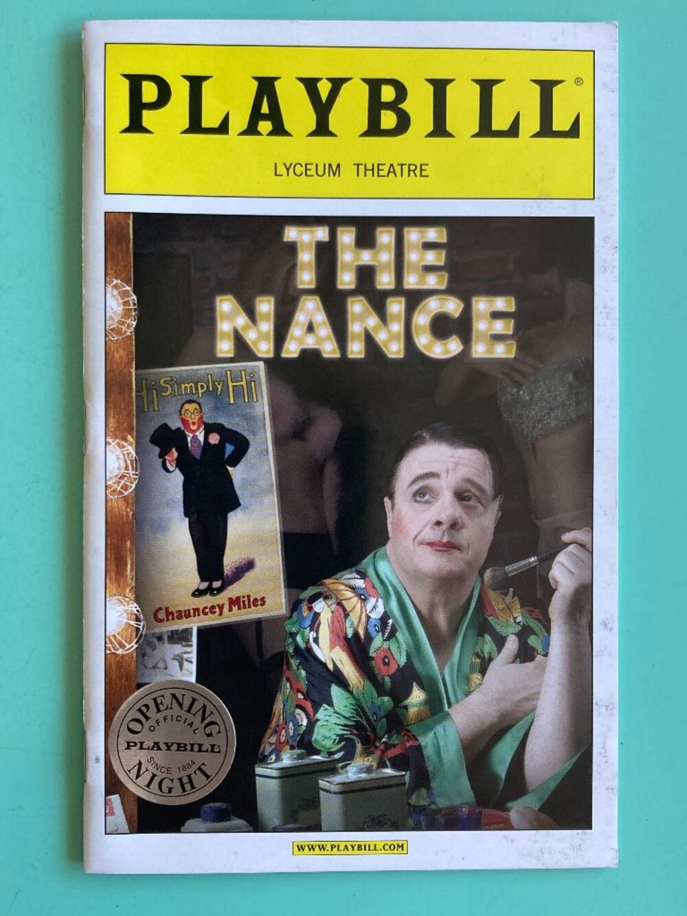 Silver Seal Opening Night Playbill THE NANCE Nathan Lane Cady Huffman April 2013
